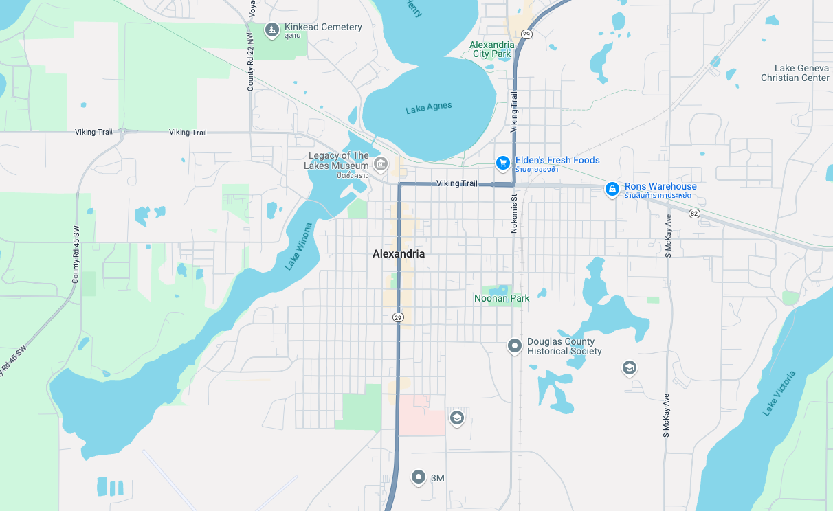 map of alexandria, mn